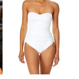 Elegant White Strapless One-Piece Swimsuit
